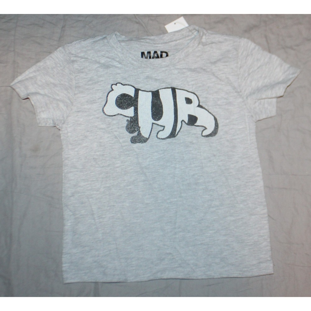 Mad Engine Toddler Boys Cute Cub Bear Cotton Blend Short Sleeve Shirt Gray 3T